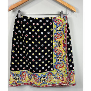 Vintage 90S Cambridge Dry Goods  Paisley and Stars Mini Wrap Skirt Size 4
